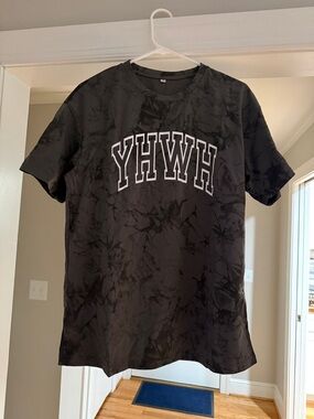 Amazon Black Tie-Dye 'YHWH' Short Sleeve Tee